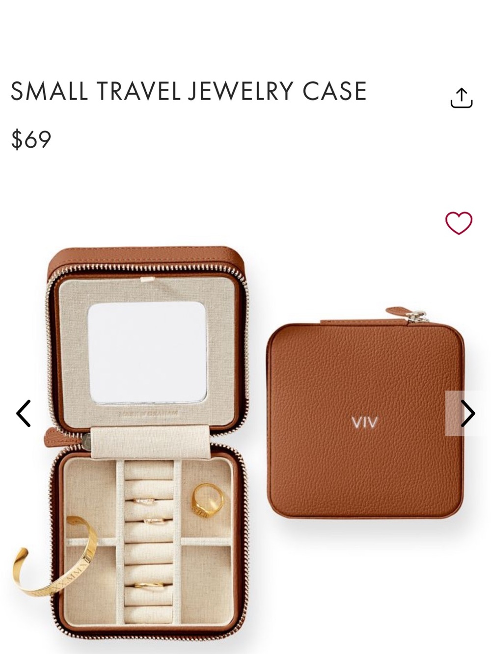 Mark and Graham Small Travel Jewelry Case in Brown